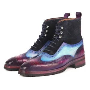 Retro Mixed Colors Genuine Leather Boots